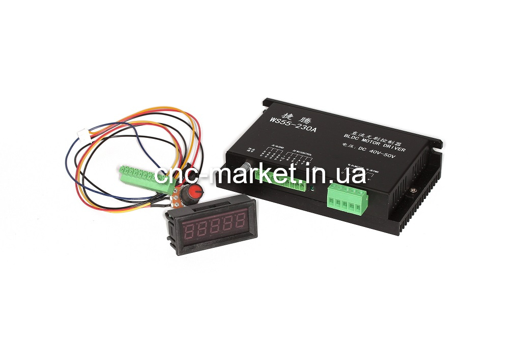 Комплект шпиндель 400W+драйвер (WS55-180)+крепление 55мм + блок